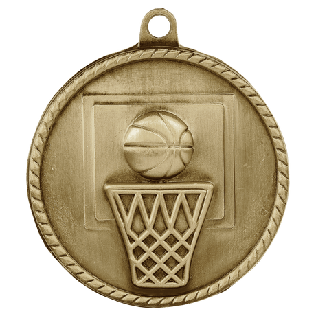 Antique Gold 2" Basketball High Relief Medal