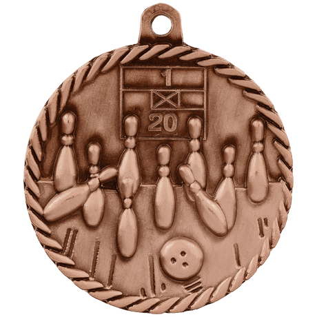 Antique Bronze 2" Bowling High Relief Medal