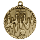 Antique Gold 2" Bowling High Relief Medal
