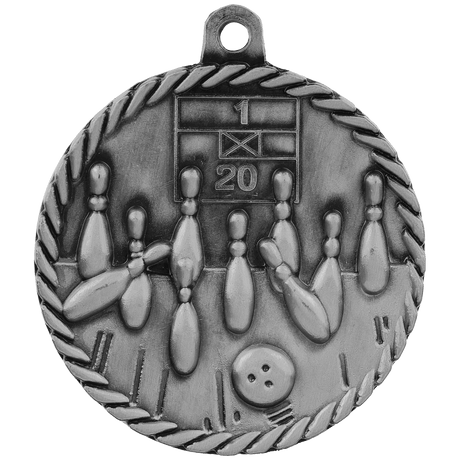 Antique Silver 2" Bowling High Relief Medal