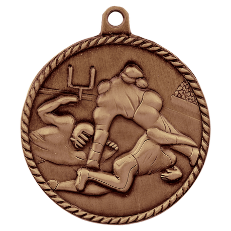 Antique Bronze 2" Football High Relief Medal