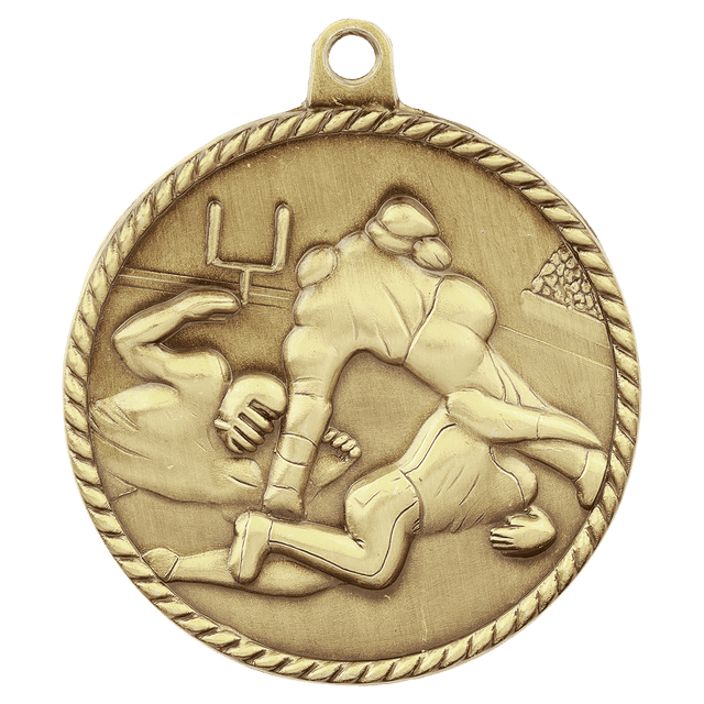 Antique Gold 2" Football High Relief Medal
