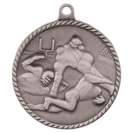Antique Silver 2" Football High Relief Medal