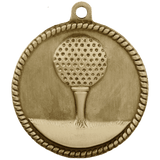 Antique Gold 2" Golf High Relief Medal