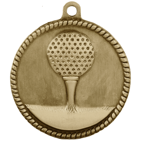 Antique Gold 2" Golf High Relief Medal
