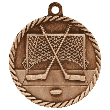 Antique Bronze 2" Hockey High Relief Medal