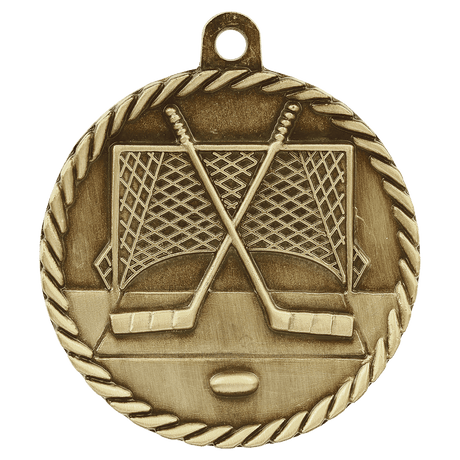 Antique Gold 2" Hockey High Relief Medal