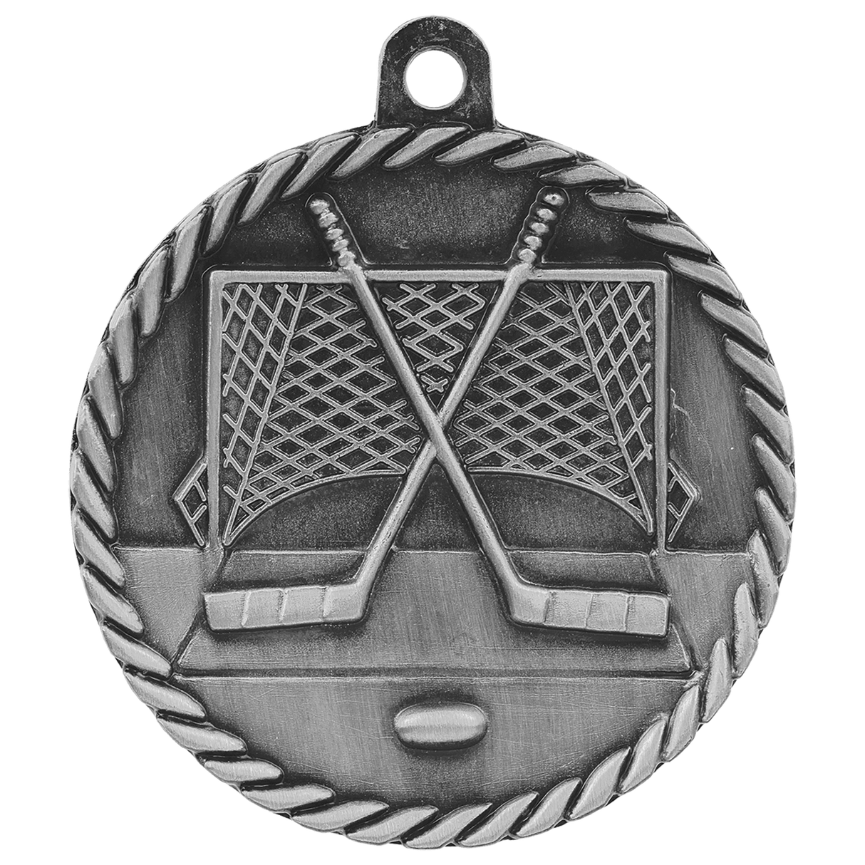 Antique Silver 2" Hockey High Relief Medal