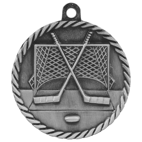 Antique Silver 2" Hockey High Relief Medal