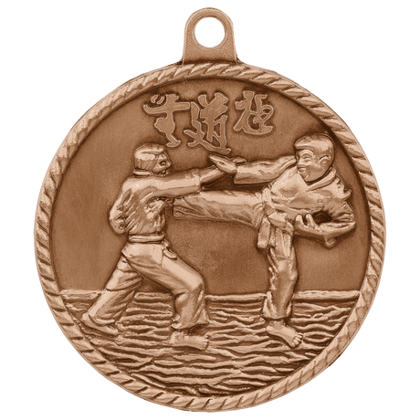 Antique Bronze 2" Martial Arts High Relief Medal