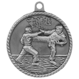 Antique Silver 2" Martial Arts High Relief Medal