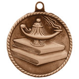 Antique Bronze 2" Lamp of Knowledge High Relief Medal