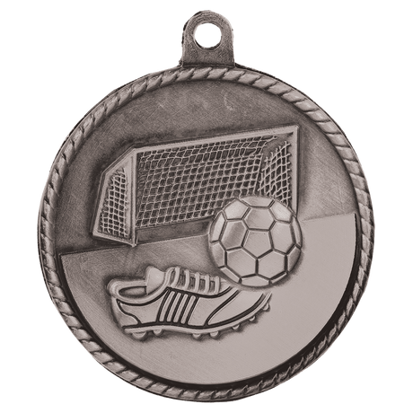 Antique Silver 2" Soccer High Relief Medal