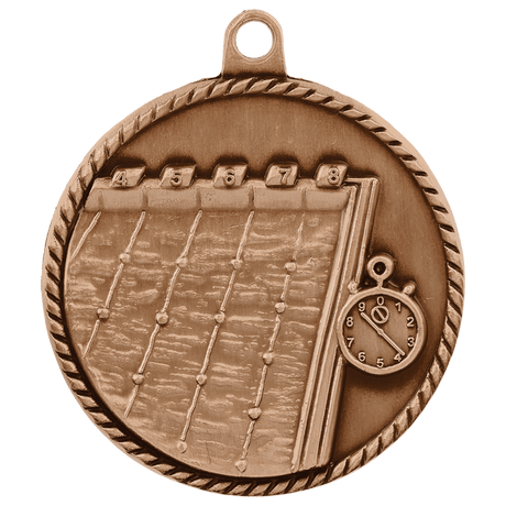 Antique Bronze 2" Swimming High Relief Medal