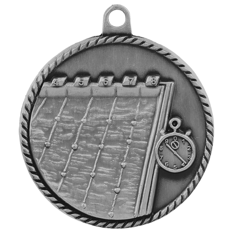 Antique Silver 2" Swimming High Relief Medal