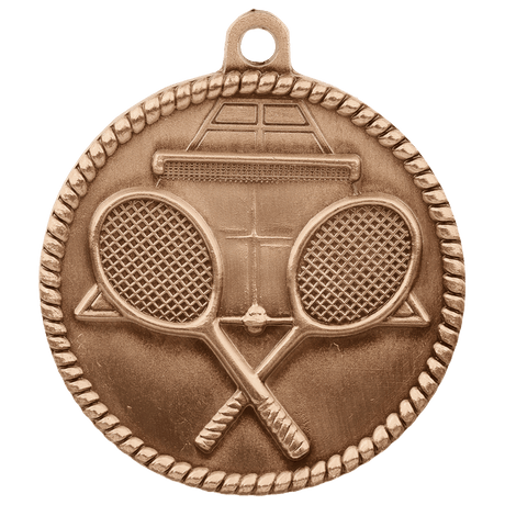 Antique Bronze 2" Tennis High Relief Medal