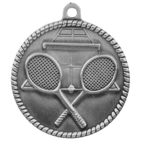 Antique Silver 2" Tennis High Relief Medal