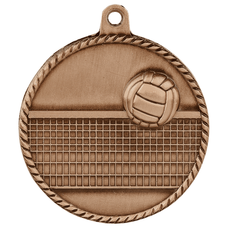 Antique Bronze 2" Volleyball High Relief Medal