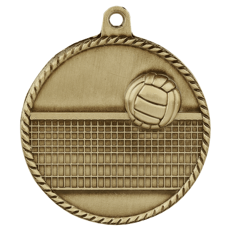 Antique Gold 2" Volleyball High Relief Medal