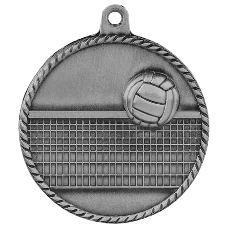 Antique Silver 2" Volleyball High Relief Medal
