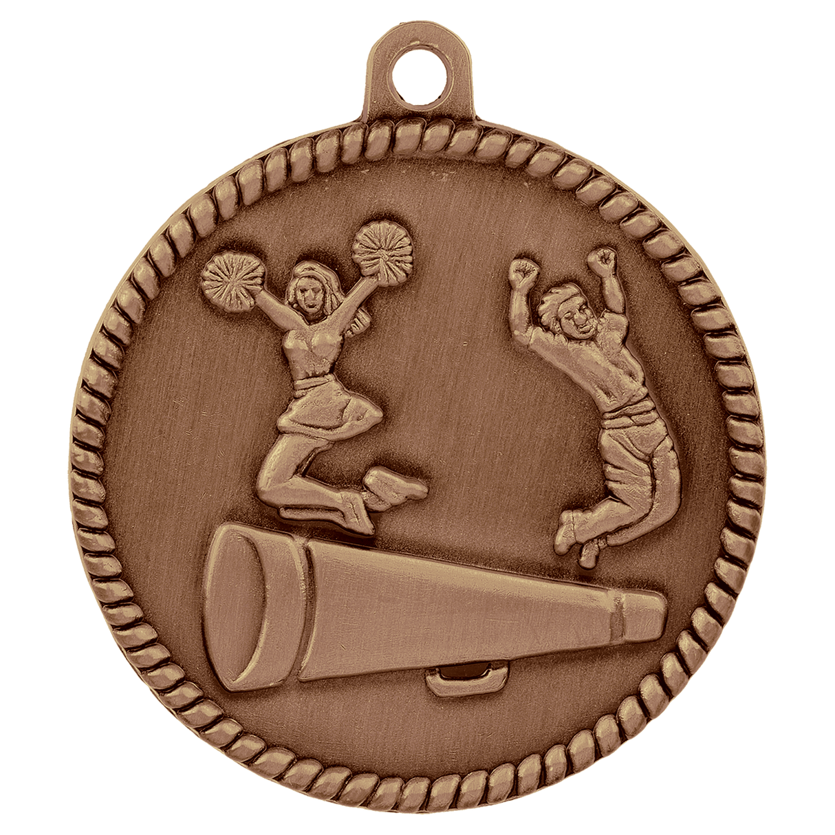 Antique Bronze 2" Cheer High Relief Medal