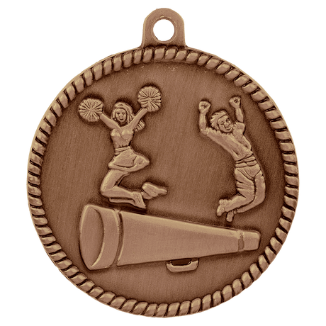 Antique Bronze 2" Cheer High Relief Medal