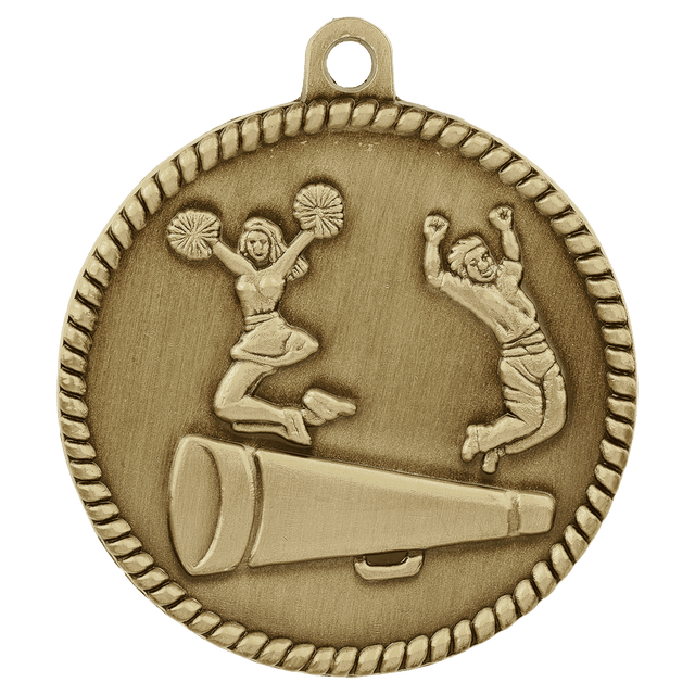 Antique Gold 2" Cheer High Relief Medal