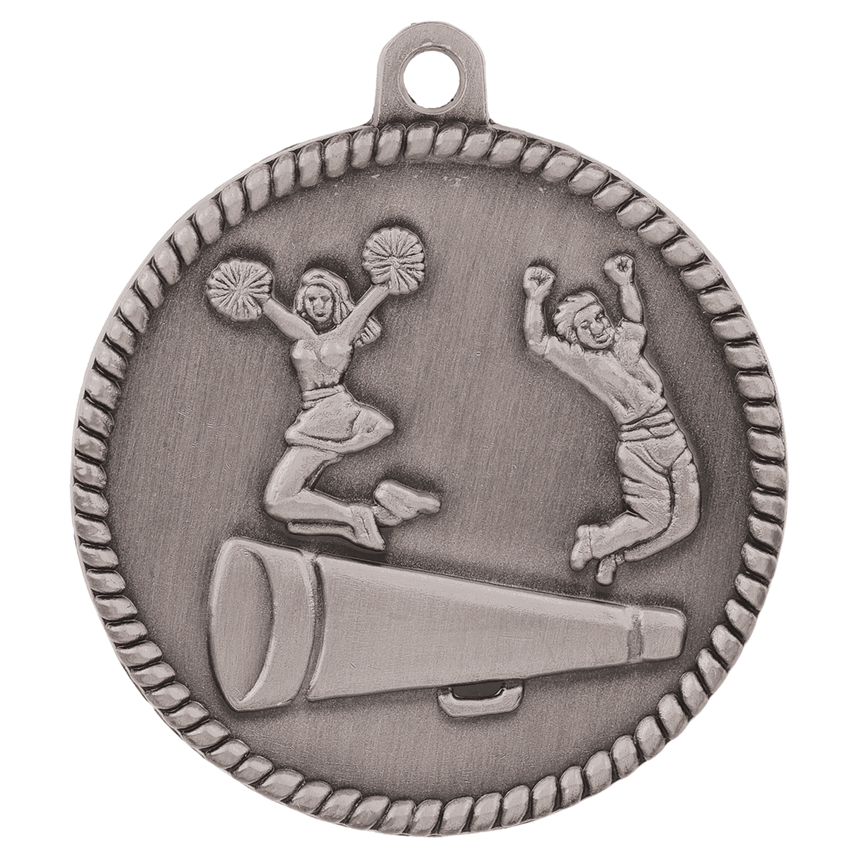 Antique Silver 2" Cheer High Relief Medal