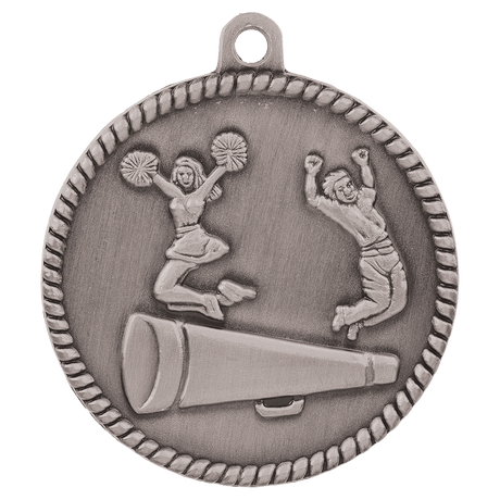 Antique Silver 2" Cheer High Relief Medal