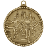 Antique Gold 2" Cross Country High Relief Medal