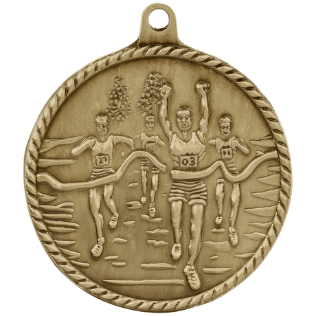 Antique Gold 2" Cross Country High Relief Medal