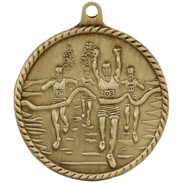 Antique Gold 2" Cross Country High Relief Medal