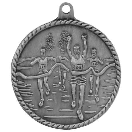 Antique Silver 2" Cross Country High Relief Medal