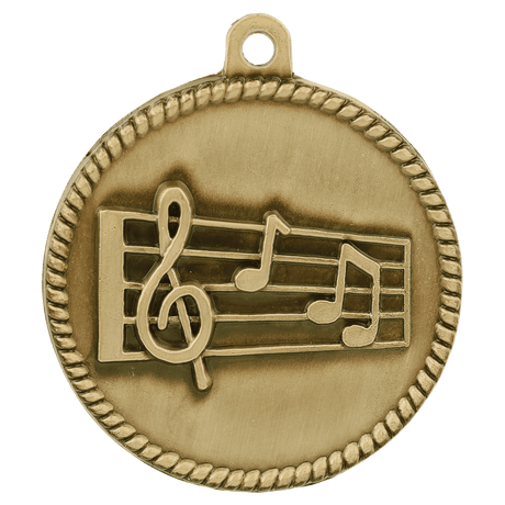 Antique Gold 2" Music High Relief Medal