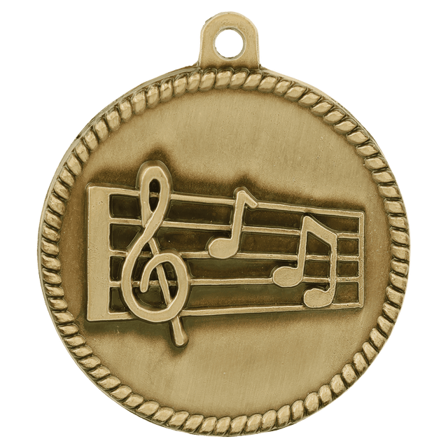 Antique Gold 2" Music High Relief Medal