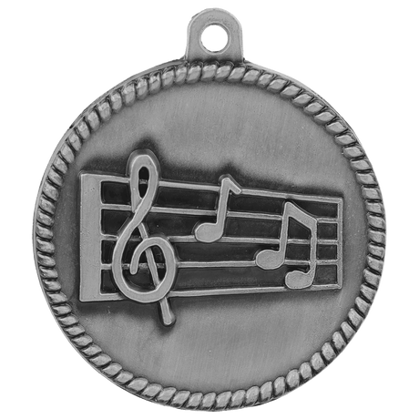 Antique Silver 2" Music High Relief Medal