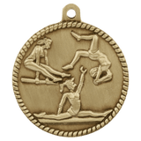 Antique Gold 2" Female Gymnastics High Relief Medal