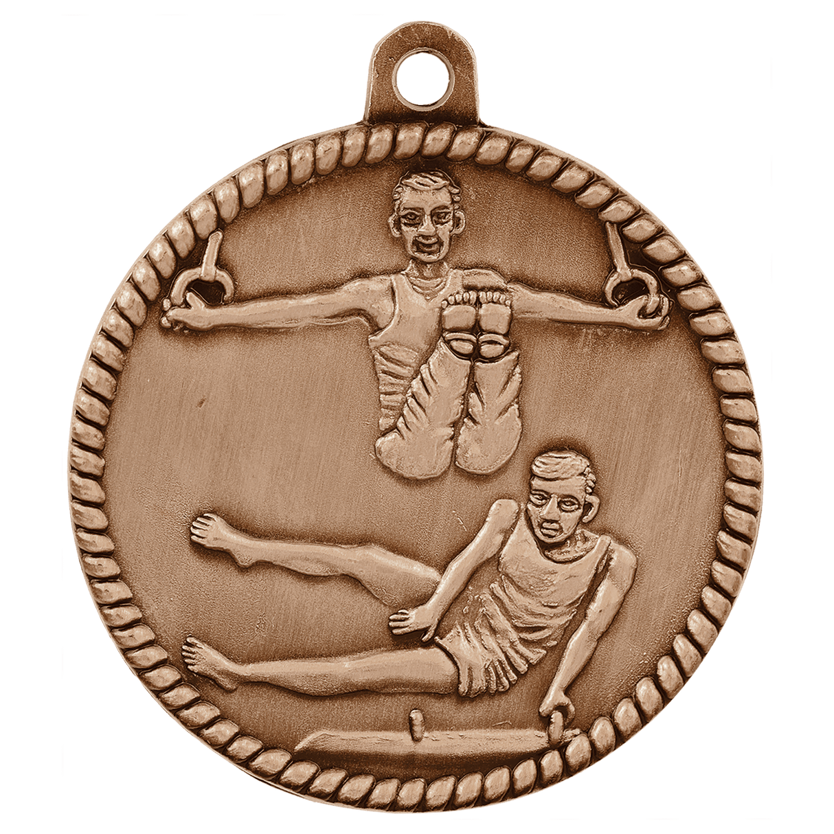 Antique Bronze 2" Male Gymnastics High Relief Medal
