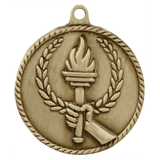 Antique Gold 2" Torch High Relief Medal