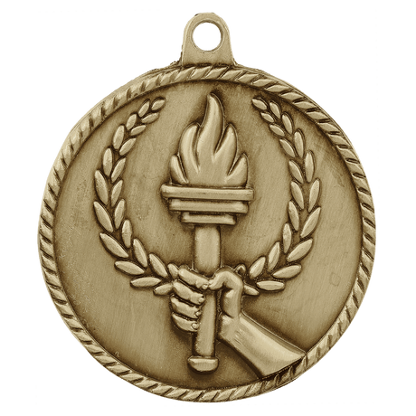 Antique Gold 2" Torch High Relief Medal