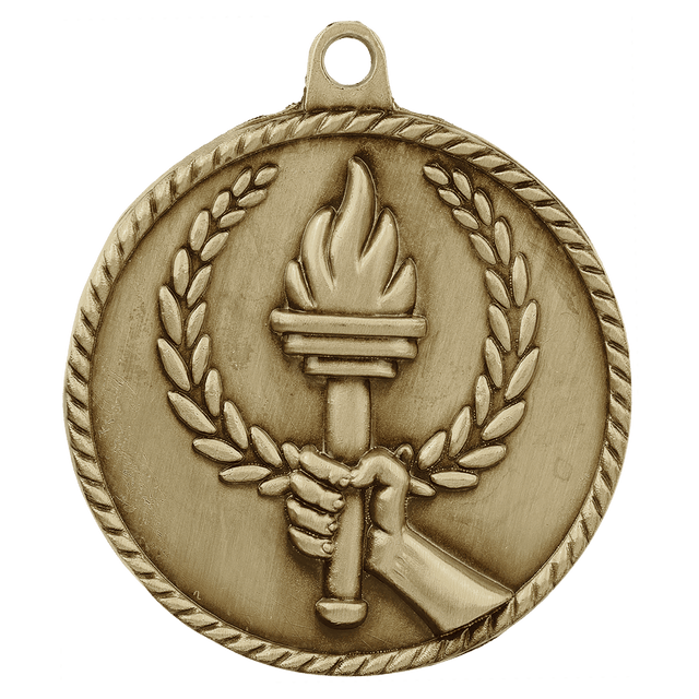 Antique Gold 2" Torch High Relief Medal