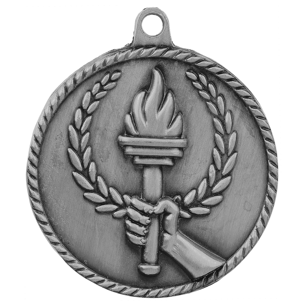 Antique Silver 2" Torch High Relief Medal