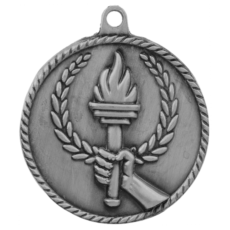 Antique Silver 2" Torch High Relief Medal