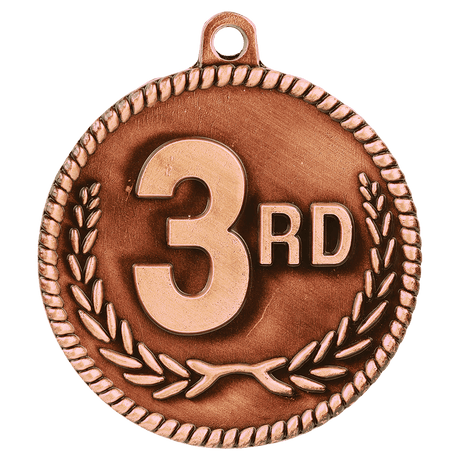 2" Antique Bronze 3rd Place High Relief Medal
