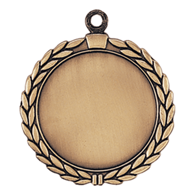 Antique Gold 2 1/2" Wreath 2" Insert Holder Medal