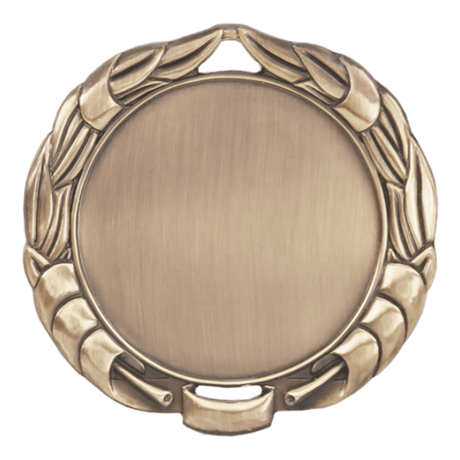 Antique Gold 2 3/4" Wreath 2" Insert Holder Medal (double sided)