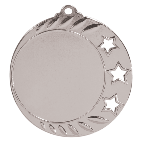Bright Silver 2 3/4" 3-Star 2" Insert Holder Medal