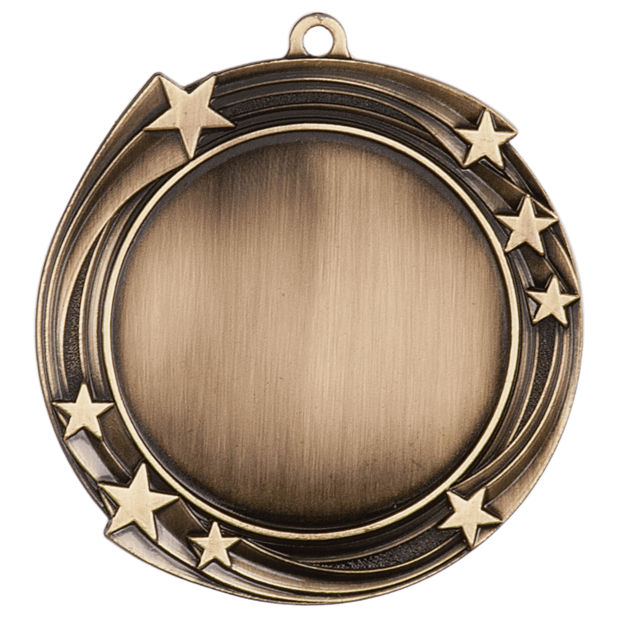 Antique Gold 2 3/4" Swirling Star 2" Insert Holder Medal