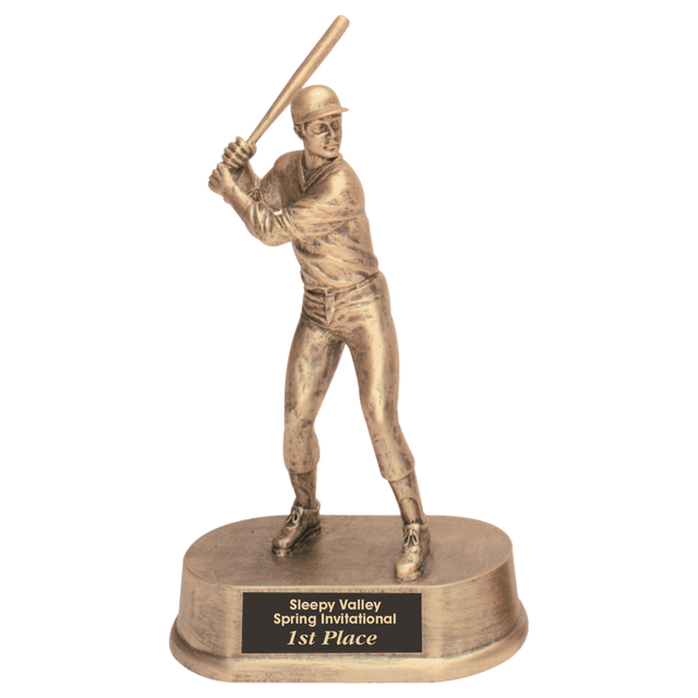 9" Antique Gold Male Baseball Resin