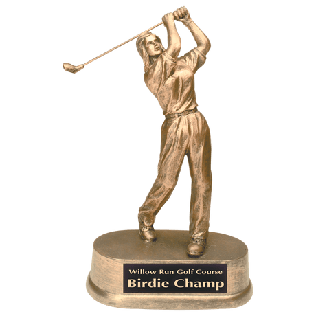 9" Antique Gold Female Golf Resin